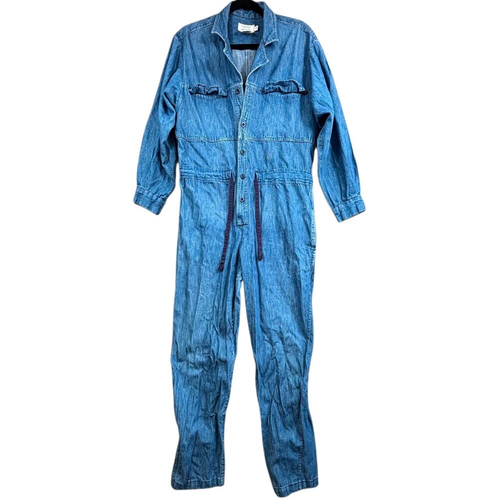 Vintage Calvin Klein Sport Coveralls Womens Size M Blue Denim Jumpsuit Made USA